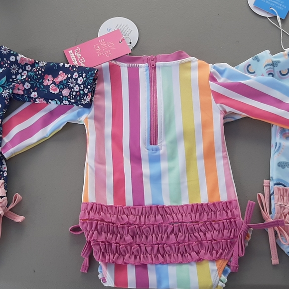 3 BRAND NEW- Size 0-3 Rufflebutts Rashguard Swimwear - Picture 2 of 2